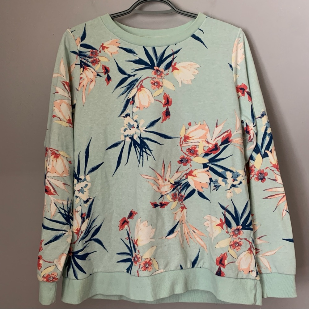 mySTYLE Blue Floral Crewneck Sweatshirt Size Medium